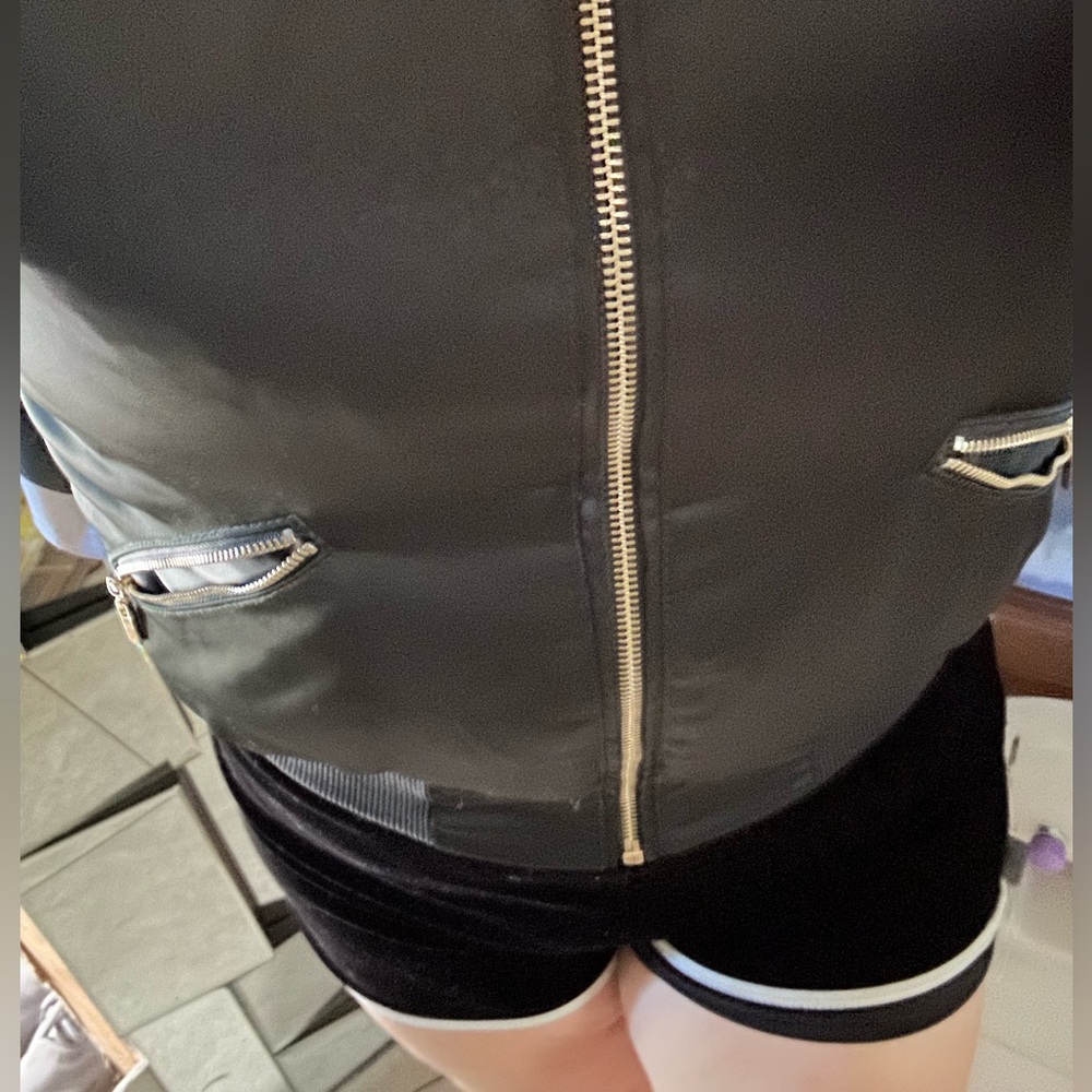 Marciano Black Bomber Jacket with Gold Zipper